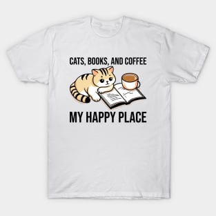 Cats, Books, & Coffee My Happy Place T-Shirt